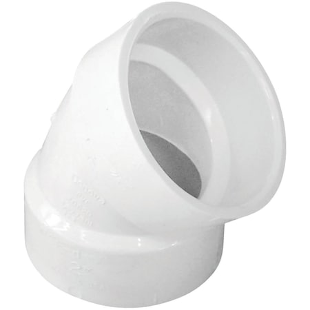 Ipex Canplas 2 In. Hub x Hub Schedule 40 45 Deg. Short Radius DWV PVC Elbow 1/8 Bend 192522P